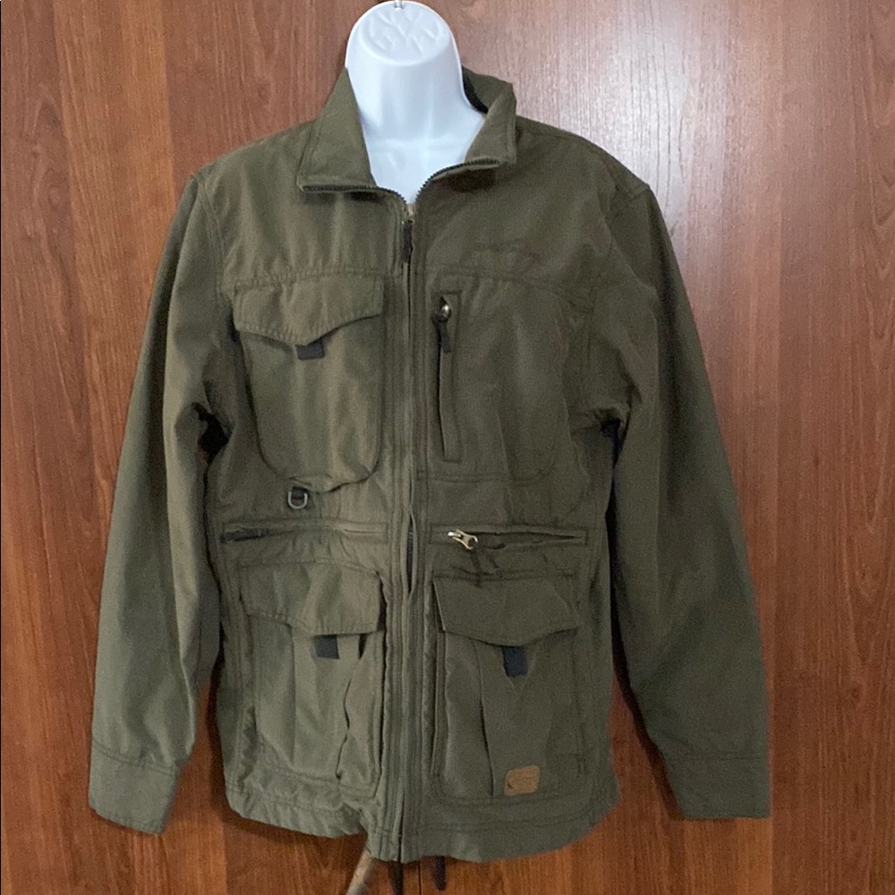 Eddie Bauer Men's Olive Green Jacket fishing jacket size small